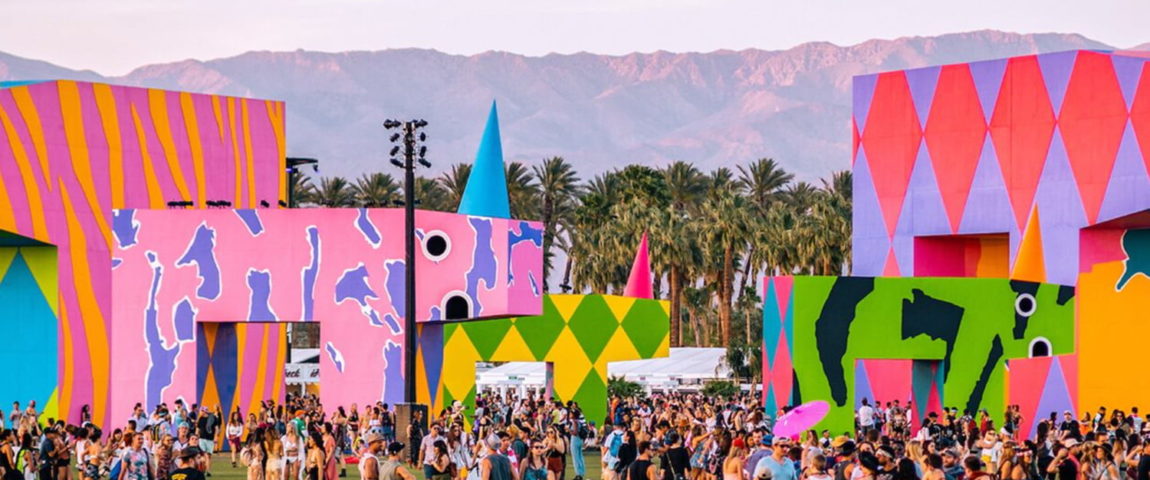 music festival colorful buildings
